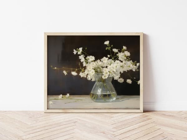 Plakat - Hvide Blomster i Vase