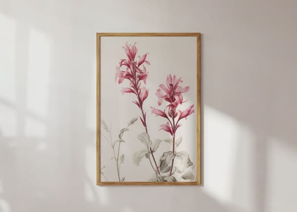 Plakat - Rosa Botanisk Kunst