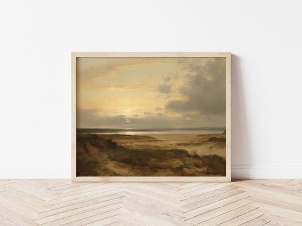 Plakat - Landskap ved solnedgang