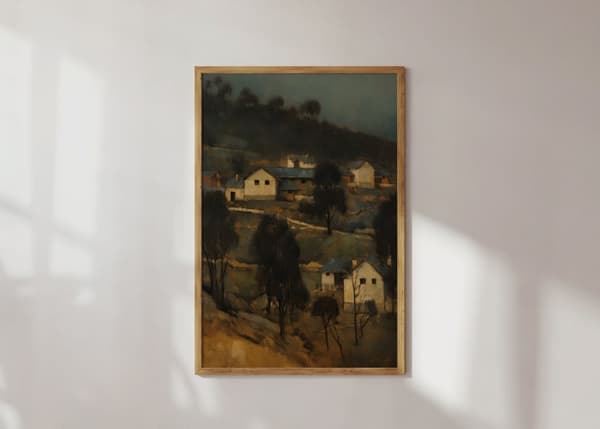 Plakat - Fredelig Landsbylandskap
