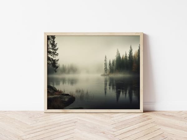 Plakat - Tåkete Innsjø Refleksjon