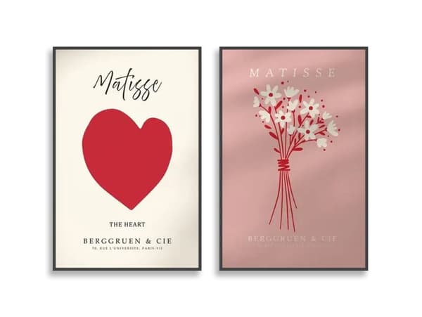 Plakat - Matisse Hjerte og Blomster / Sæt af 2