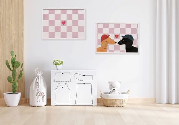 Plakat - Pink Ternet Hjerte / Sæt af 2