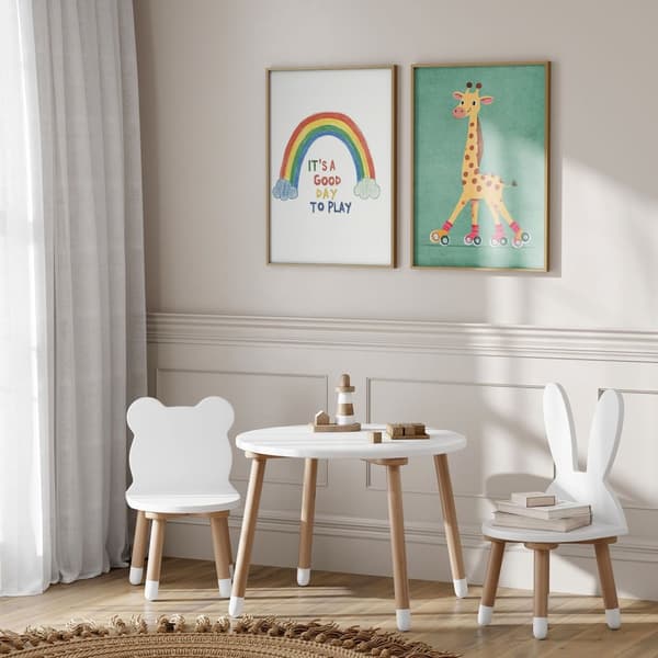 Poster - Lekfull Regnbåge och Giraff / Set av 2