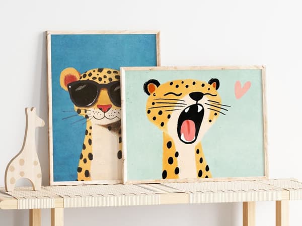 Poster - Lekfulla Leoparder / Set av 2