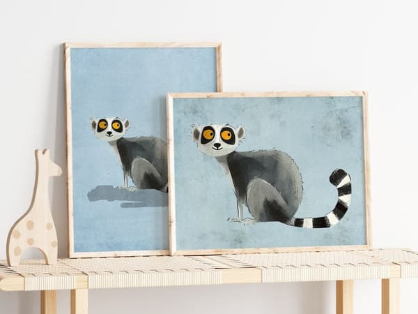 Plakat - Lemurillustrasjon / Sett med 2