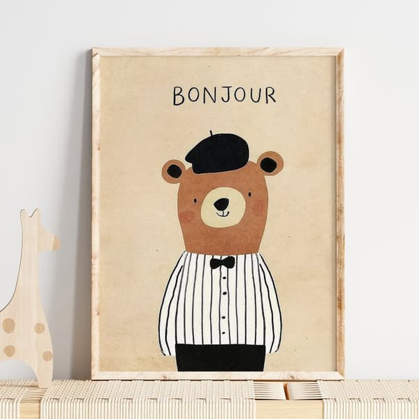 Plakat - Bonjour-bjørn