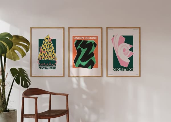 Plakat - Retro Abstrakt Collage / Sett av 3