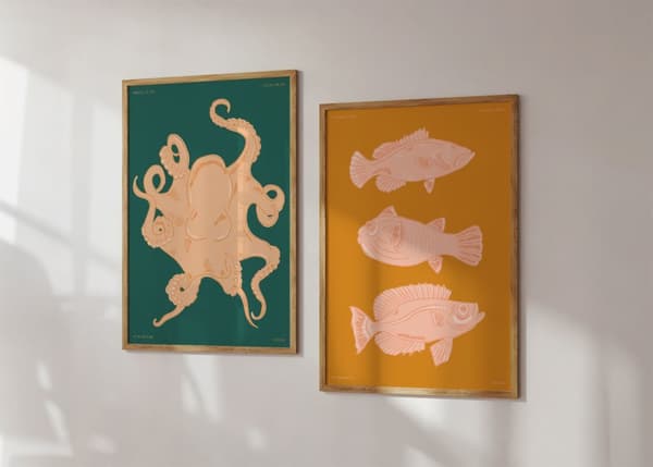 Plakat - Coastal Dream Sea Life / Sæt af 2