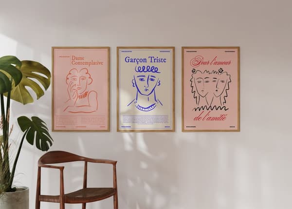Plakat - Retro kunstsamling / Sett med 3