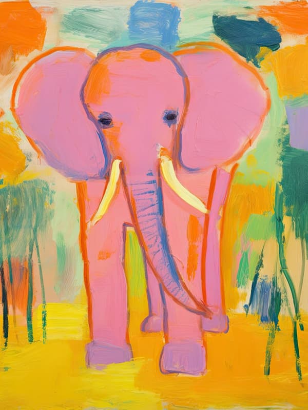Plakat - Farverig Elefant