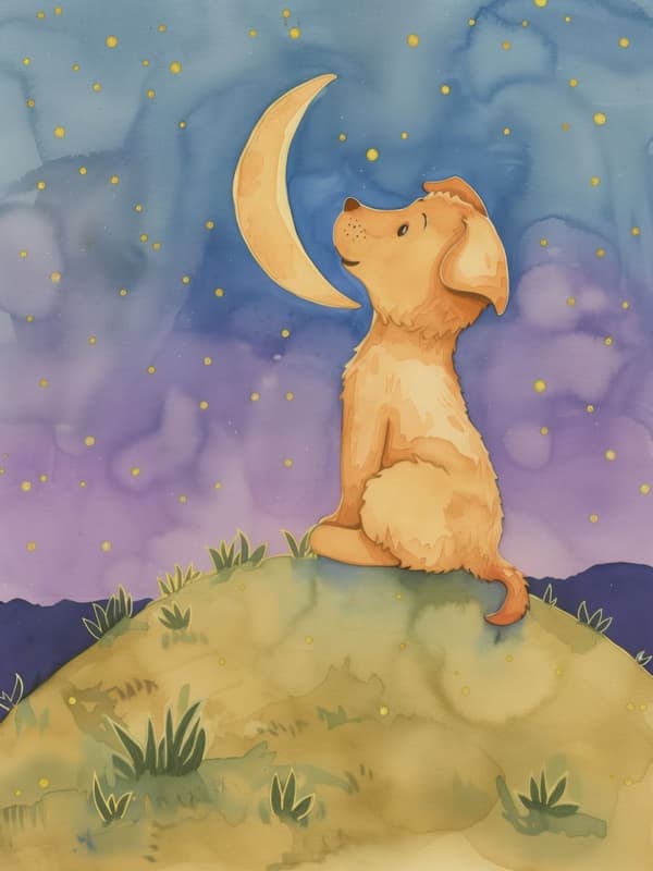 Plakat - Hund og Måne