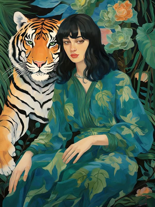 Plakat - Kvinde med Tiger