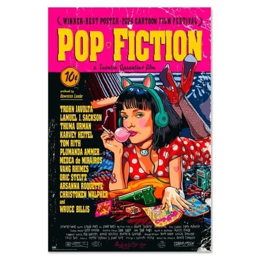Poster - POP FICTION (Pulp Fiction remake poster)