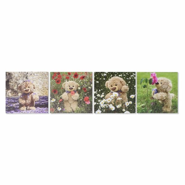 Maleri DKD Home Decor S3018130 Bjørn Børns (28 x 1,5 x 28 cm) (4 enheder)