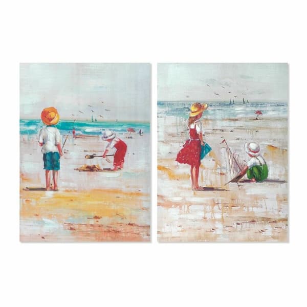 Maleri DKD Home Decor Strand Drenge (50 x 2,5 x 70 cm) (2 enheder)
