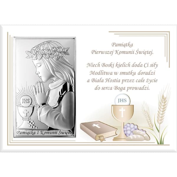 Bild souvenir av första nattvarden silver gåva för flicka 18x13 | Mått: 18x13cm | Färg: Vit | SKU: VL860/4LBI
