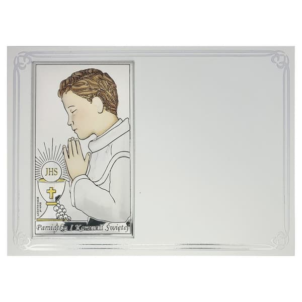 Billede til nadver sølv med gravering, souvenir fra første nadver for en dreng, farve | Størrelse: 13x18cm | SKU: VL832/4COL