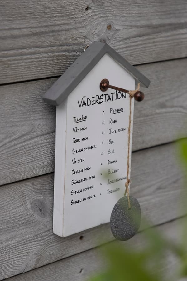 Tavla trä “Väderstation” med sten vit 15x25 cm