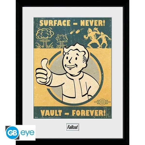 Affischer - Inramat Utskrift - Fallout - "ytan Aldrig! Valv För Evigt!" 30x40