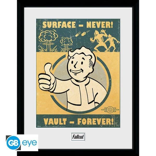 Affischer - Inramat Utskrift - Fallout - "ytan Aldrig! Valv För Evigt!" 30x40