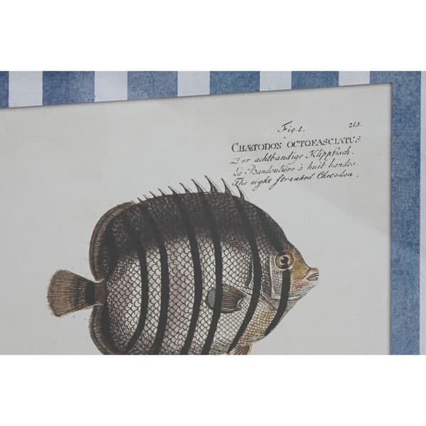 Maleri Home ESPRIT Blå Fisk 40 X 2,5 X 55 cm (4 enheder)