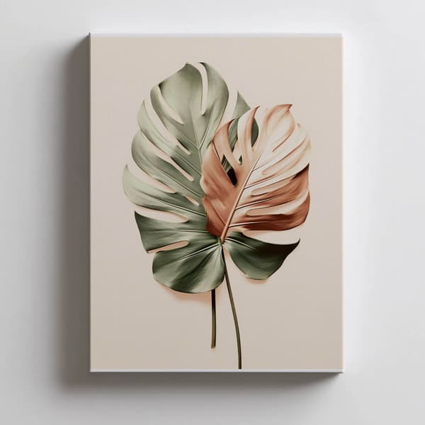 Monstera kobber Monstera kobber, 70x100 cm, mørkebrun træramme, 230 gsm mat papir