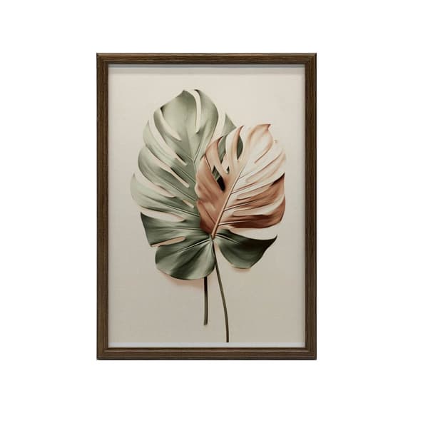 Monstera kobber Monstera kobber, 70x100 cm, mørkebrun træramme, 230 gsm mat papir
