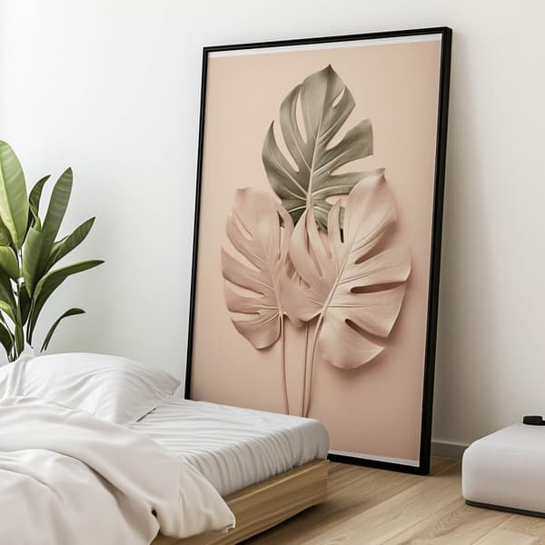 Guld Monstera Guld Monstera, 30x40 cm, svart aluminiumram, 230 gsm matt papper