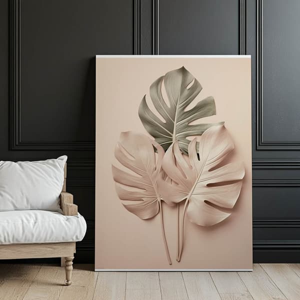 Guld Monstera Guld Monstera, 30x40 cm, svart aluminiumram, 230 gsm matt papper