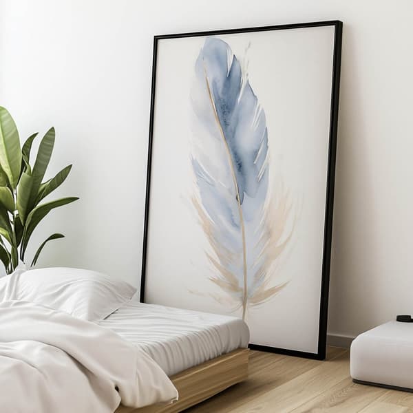 Blue Gold Feather Blue Gold Feather, 50x70 cm, uindrammet, 230 gsm mat papir
