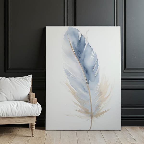 Blue Gold Feather Blue Gold Feather, 50x70 cm, uindrammet, 230 gsm mat papir
