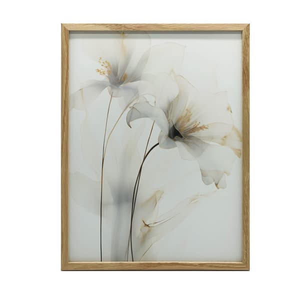 Hvide liljer med guldglød Hvide liljer med guldglød, 50x70 cm, guld aluminiumsramme, 230 gsm mat papir
