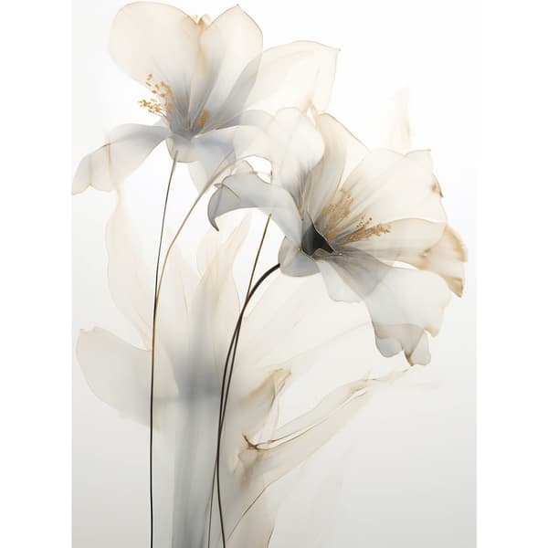 Vita liljor med guldglöd Vita liljor med guldglöd, 60x90 cm, guldaluminiumram, 230 gsm matt papper