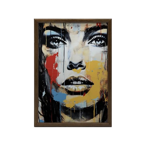 Farverigt ansigt Farverigt ansigt, 70x100 cm, guld aluminiumsramme, 230 gsm mat papir