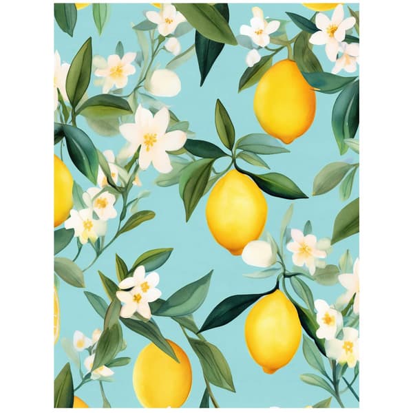 Blooming Lemons Blooming Lemons, 50x70 cm, guld aluminiumsramme, 230 gsm mat papir