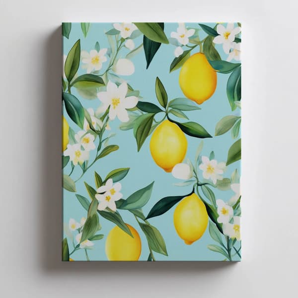 Blooming Lemons Blooming Lemons, 50x70 cm, guld aluminiumsramme, 230 gsm mat papir