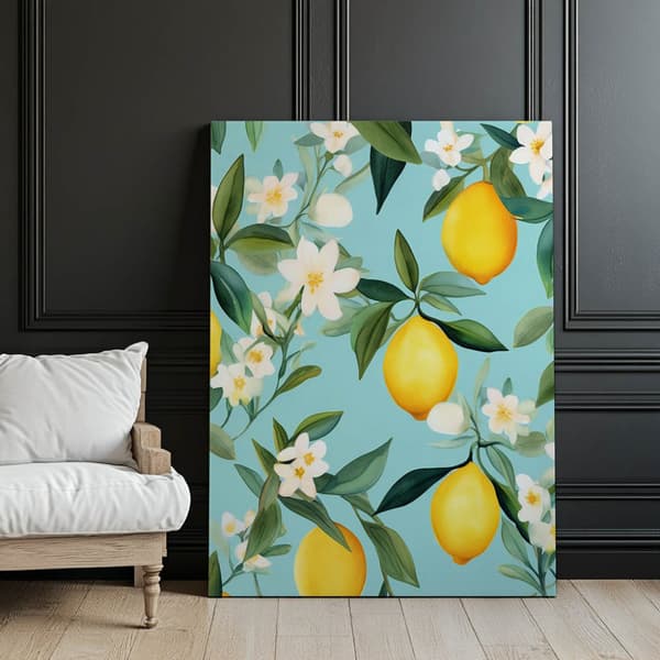 Blooming Lemons Blooming Lemons, 50x70 cm, guld aluminiumsramme, 230 gsm mat papir