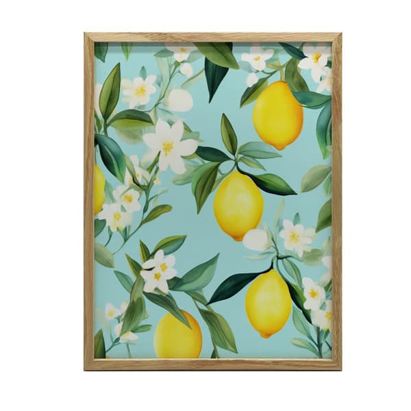 Blooming Lemons Blooming Lemons, 50x70 cm, guld aluminiumsramme, 230 gsm mat papir