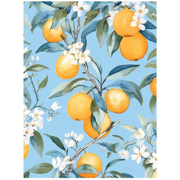 Blomstrende appelsiner Blossoming appelsiner, 30x40 cm, guld aluminiumsramme, 230 gsm mat papir