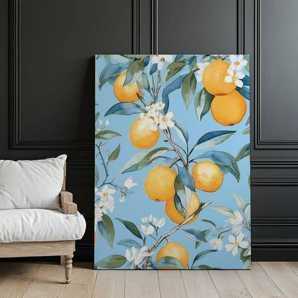 Blomstrende appelsiner Blossoming appelsiner, 30x40 cm, guld aluminiumsramme, 230 gsm mat papir