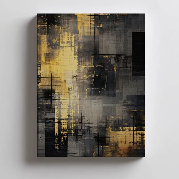 Industriel minimalisme: nuancer af sølv og guld Industriel minimalisme: nuancer af sølv og guld, 30x40 cm, sort aluminiumsramme, 230 gsm mat papir