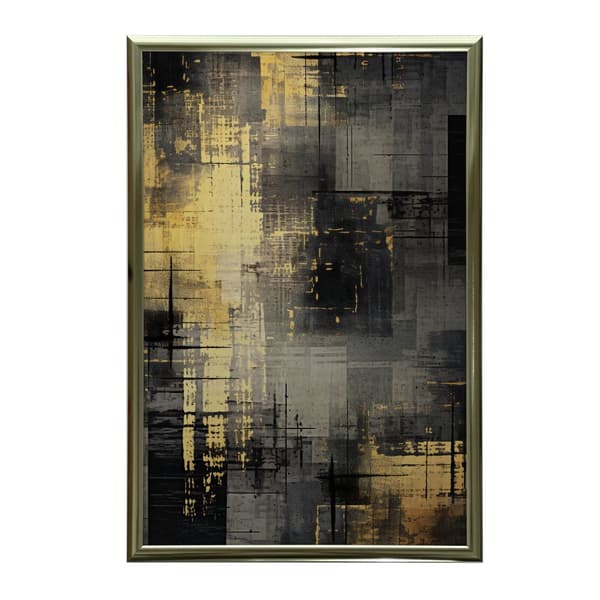 Industriell Minimalism: Nyanser av silver och guld Industriell Minimalism: Nyanser av silver och guld, 50x70 cm, mörkbrun träram, 230 gsm matt papper