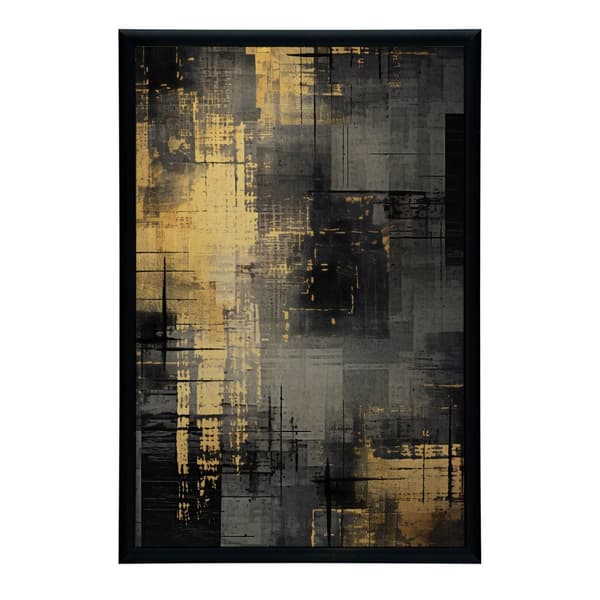 Industriell Minimalism: Nyanser av silver och guld Industriell Minimalism: Nyanser av silver och guld, 50x70 cm, mörkbrun träram, 230 gsm matt papper