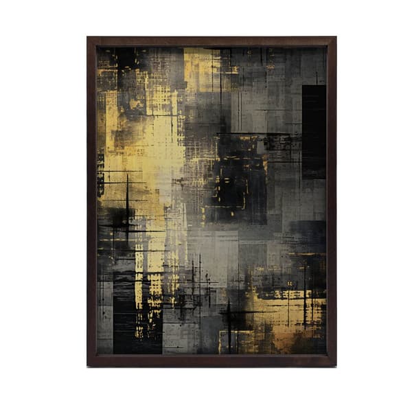 Industriell Minimalism: Nyanser av silver och guld Industriell Minimalism: Nyanser av silver och guld, 50x70 cm, mörkbrun träram, 230 gsm matt papper