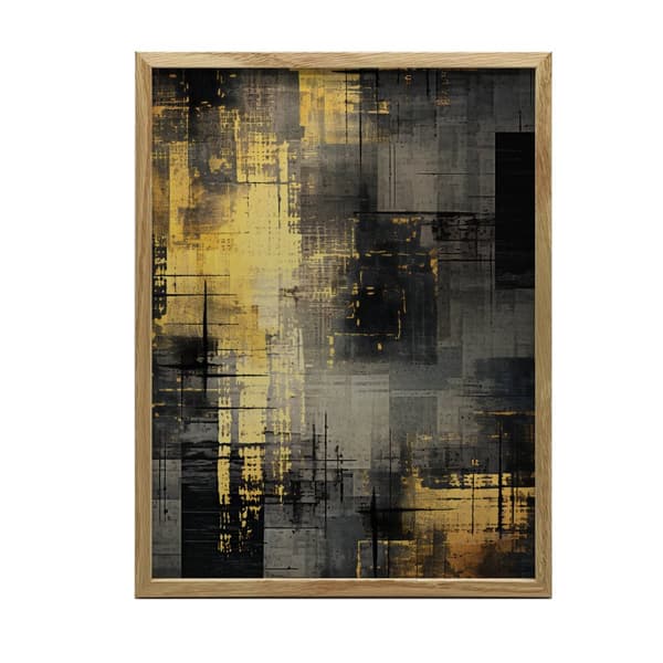 Industriell Minimalism: Nyanser av silver och guld Industriell Minimalism: Nyanser av silver och guld, 50x70 cm, mörkbrun träram, 230 gsm matt papper