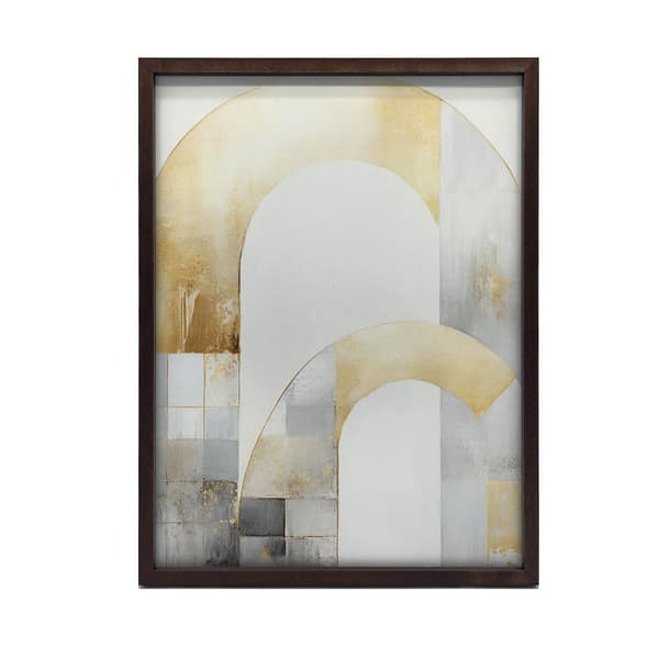 Art Deco Elegance: Guld og sølv abstraktion Art Deco Elegance: Guld og sølv abstraktion, 40x50 cm, guld aluminiumsramme, 230 gsm mat papir