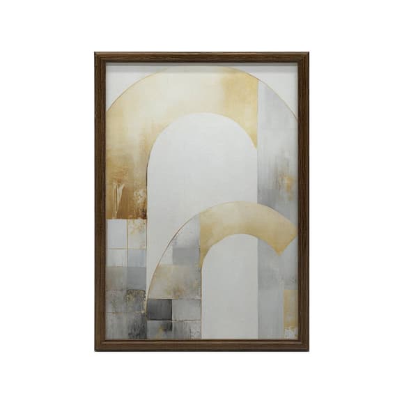 Art Deco Elegance: Kulta- ja hopeaabstraktio Art Deco Elegance: Kulta- ja hopeaabstraktio, 70x100 cm, tummanruskea puukehys, 230 gsm mattapaperi