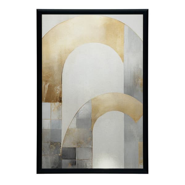 Art Deco Elegance: Kulta- ja hopeaabstraktio Art Deco Elegance: Kulta- ja hopeaabstraktio, 70x100 cm, tummanruskea puukehys, 230 gsm mattapaperi
