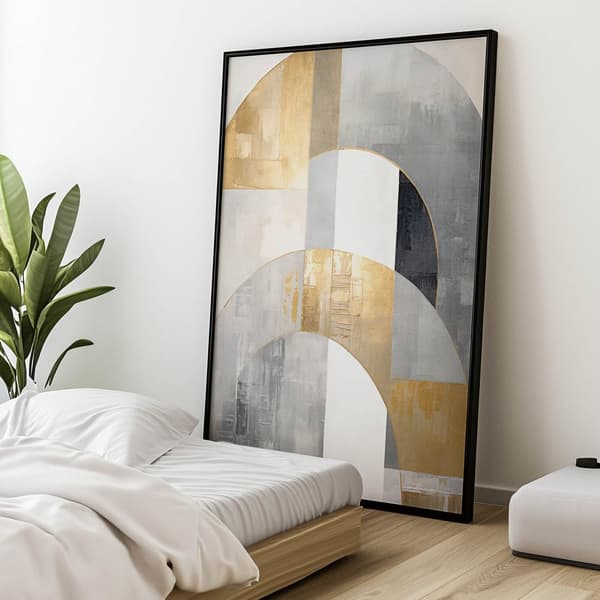 Golden Symmetry: Art Deco in Abstraction Golden Symmetry: Art Deco in Abstraction, 30x40 cm, mørkebrun træramme, 230 gsm mat papir